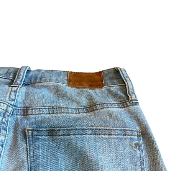 Madewell Cai Demi-Boot Cut Jeans Pants Light Wash High Low Raw Hem Size 26 Women - Picture 8 of 13